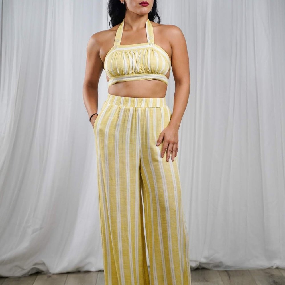 Buttermilk Stripe Halter Top & matching Pants